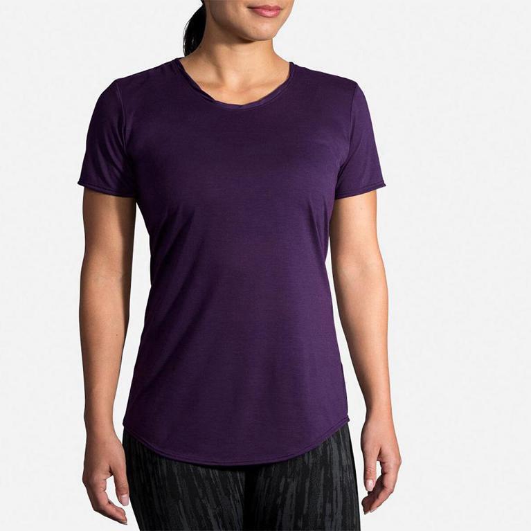 Brooks Distance Women's Short Sleeve Running Shirt - Purple (14936-NVZA)